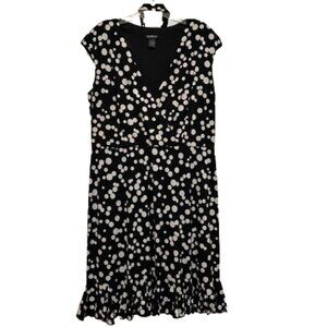 Glamour Dress Splice Neckline Flounce Hem Black White size 16